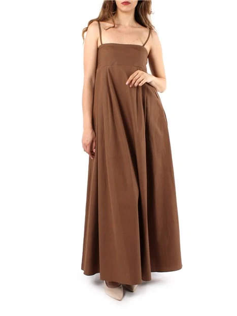 VESTITO LUNGO IN POPELINE DI COTONE DONNA MARRONE