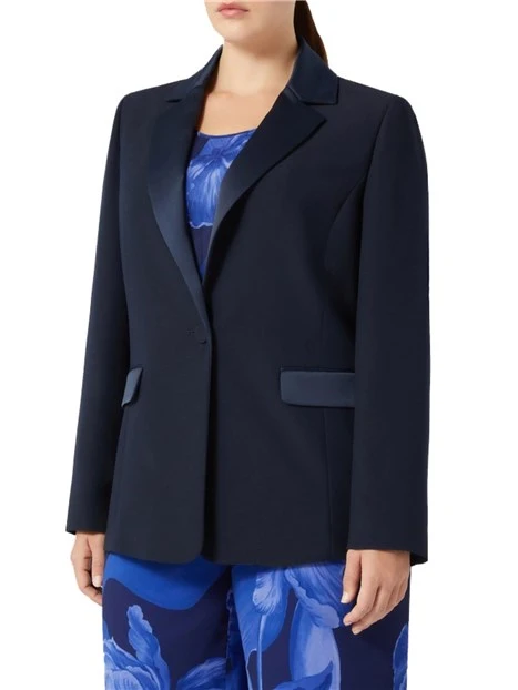 GIACCA BLAZER IN CRÊPE ENVERS SATIN DONNA BLU