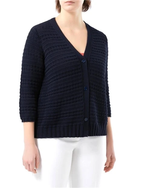 CARDIGAN A RIGHE DONNA BIANCO BLU