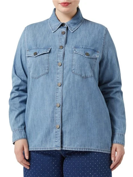CAMICIA IN DENIM CON STRASS DONNA BLU JEANS