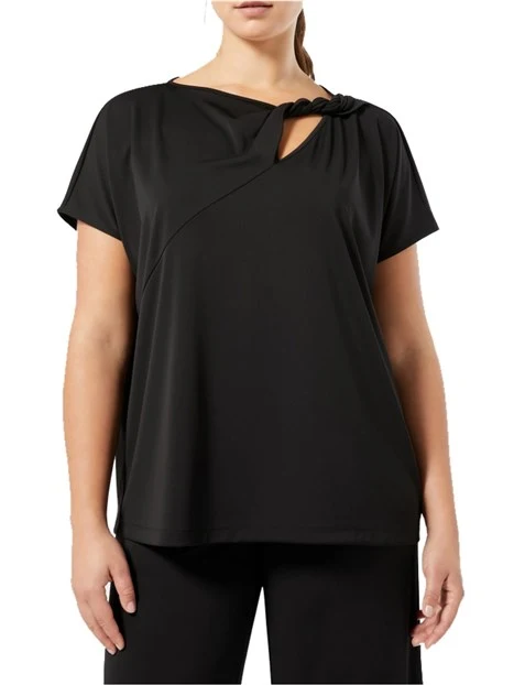 T-SHIRT IN JERSEY CRÊPE INTERLOCK DONNA NERO