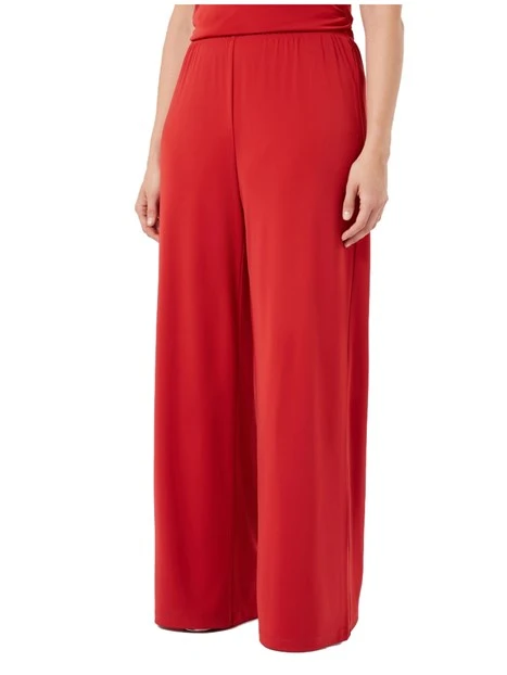 PANTALONI PALAZZO IN JERSEY INTERLOCK STRETCH DONNA ROSSO
