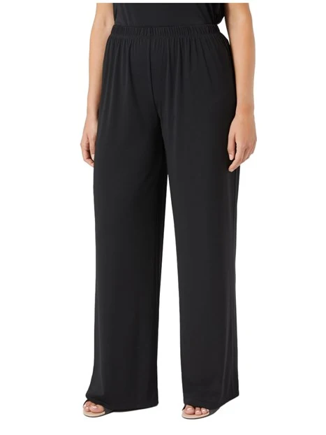 PANTALONI PALAZZO IN JERSEY INTERLOCK STRETCH DONNA NERO