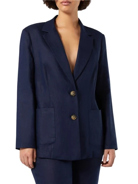 GIACCA BLAZER IN LINO DONNA BLU