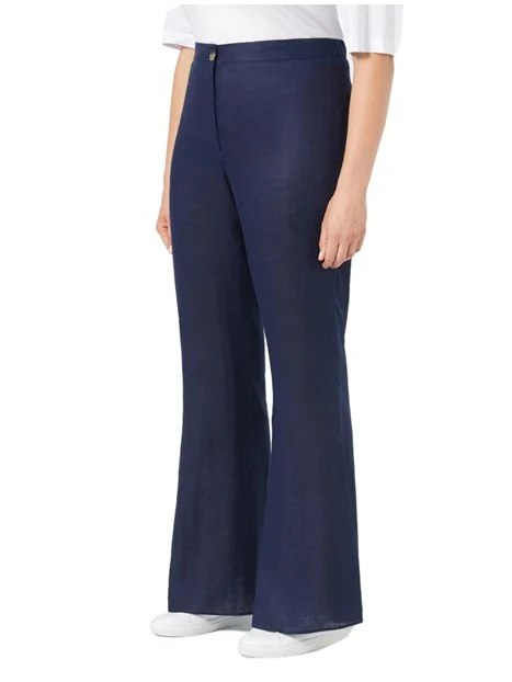 PANTALONI A ZAMPA IN LINO DONNA BLU