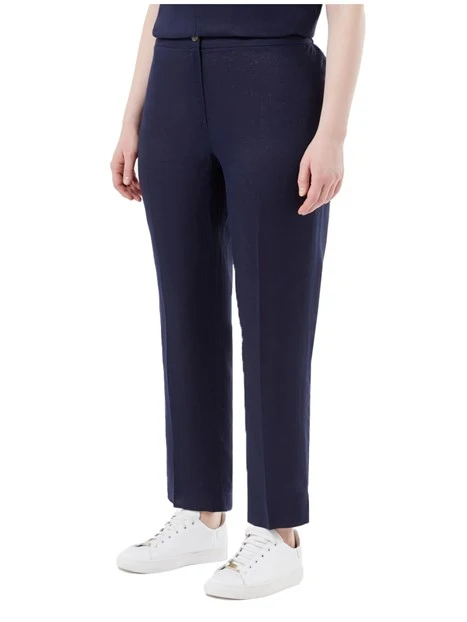 PANTALONI CHINO SLIM IN LINO DONNA BLU