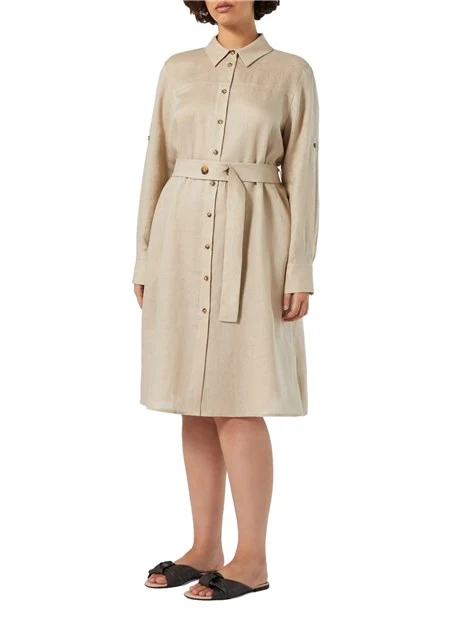 VESTITO CHEMISIER IN LINO DONNA BEIGE
