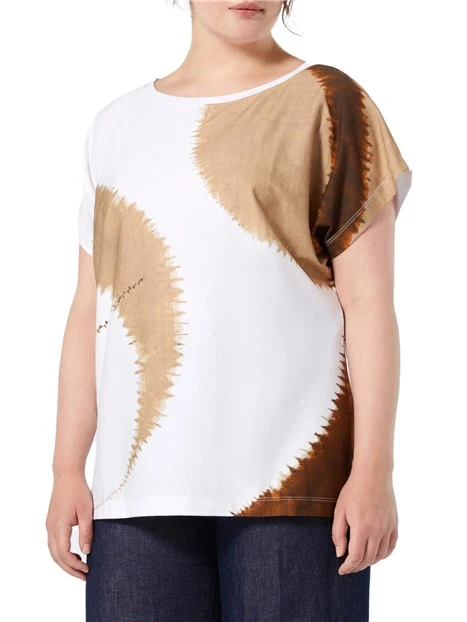 T-SHIRT TIE-DYE IN JERSEY DI COTONE DONNA BIANCO