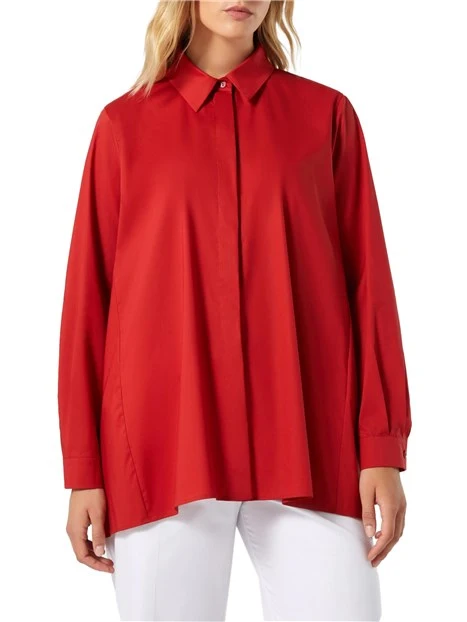CAMICIA OVER IN POPELINE DI COTONE DONNA ROSSO