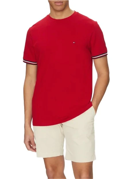 T-SHIRT MANICA CORTA CON BORDI ICONICI DONNA ROSSO