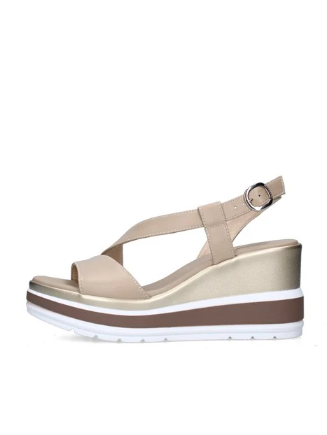SANDALI CON ZEPPA E513520D DONNA BEIGE