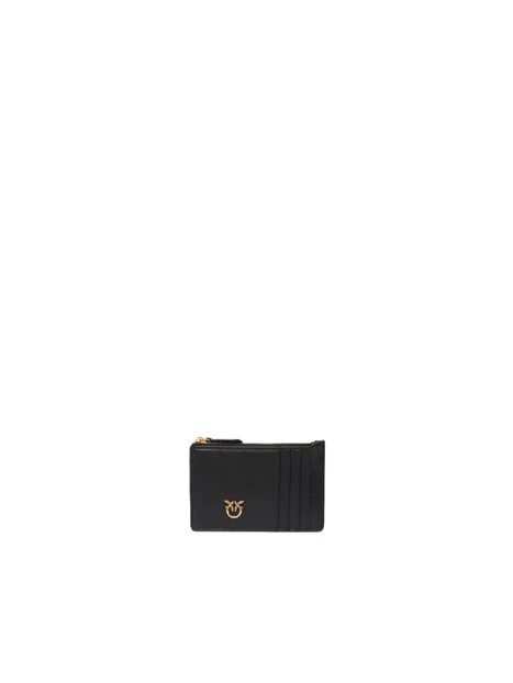 PORTA CARTE IN PELLE CON PLACCHETTA DONNA NERO