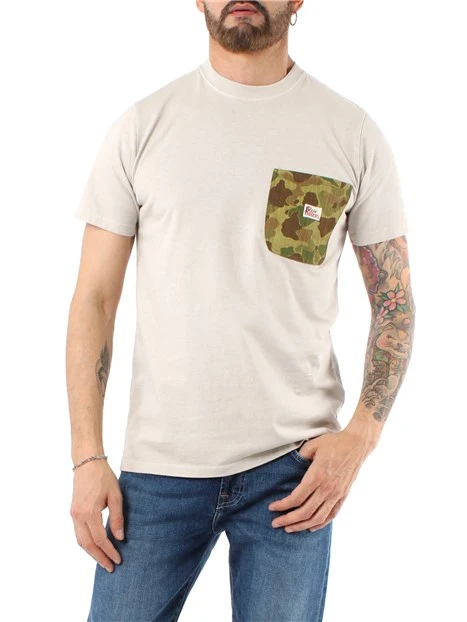 T-SHIRT MANICHE CORTE CON TASCHINO MILITARE UOMO BEIGE