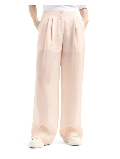 PANTALONI PALAZZO IN RAMIE DONNA ROSA