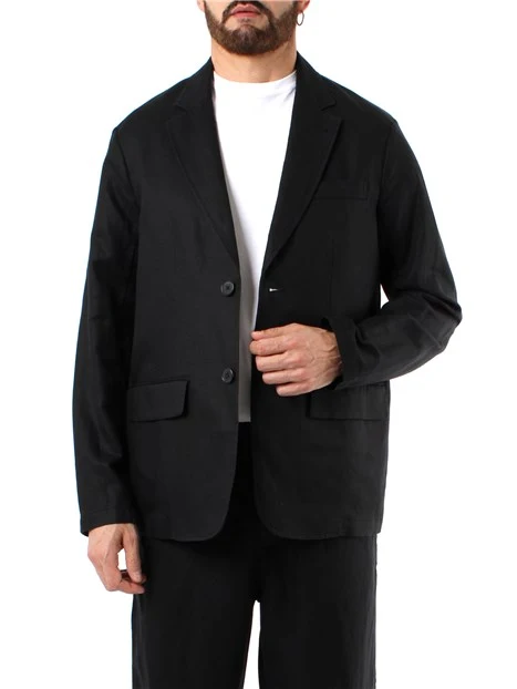 GIACCA BLAZER IN LINO UOMO NERO