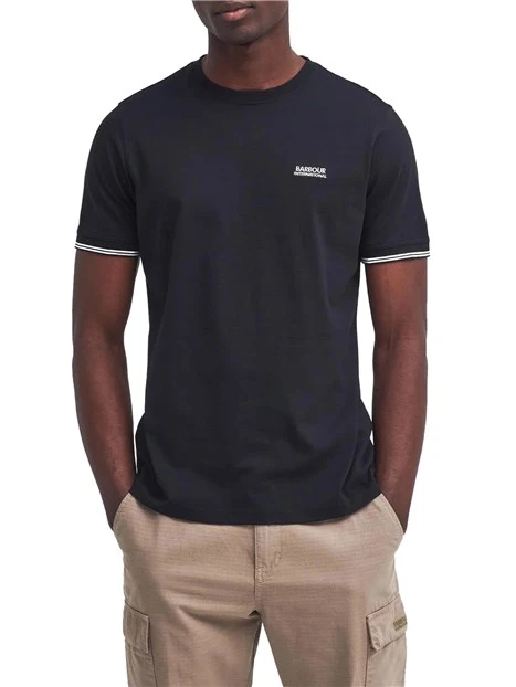 T-SHIRT MANICA CORTA IN COTONE CON LOGO UOMO NERO