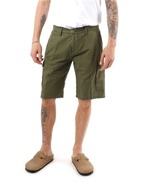 BERMUDA CARGO IN GABARDINE DI COTONE UOMO VERDE