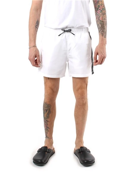 BOXER MARE CON BANDA LOGO UOMO BIANCO