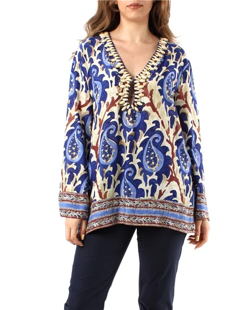 CAFTANO MIRTLE PAISLEY  A FANTASIA DONNA BLU