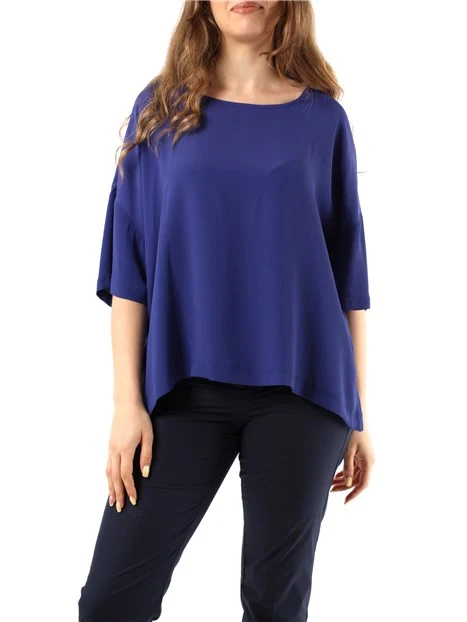 BLUSA IN CRÊPE FLUIDO DONNA BLU