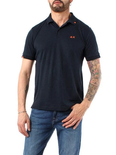 POLO MANICA CORTA IN LINO E COTINE UOMO BLU  NAVY