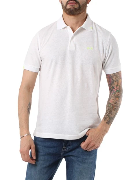 POLO MANICA CORTA IN LINO E COTINE UOMO BIANCO