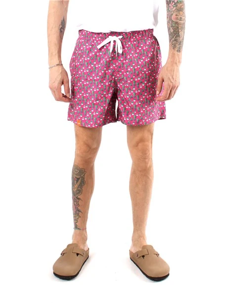 BOXER MARE CON FANTASIA CACTUS IN NYLON UOMO FUCSIA