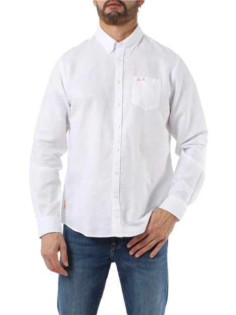 CAMICIA CASUAL IN LINO E COTONE UOMO BIANCO
