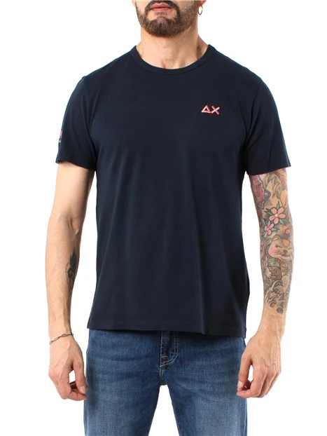 T-SHIRT MANICA CORTA IN JERSEY DI COTONE UOMO BLU NAVY