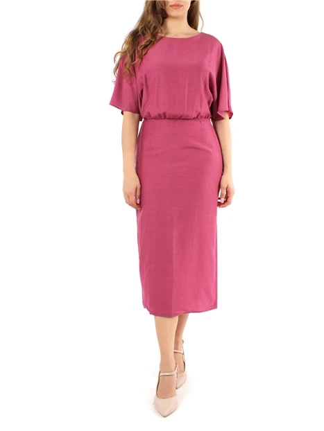 VESTITO MIDI IN MISTO SETA DONNA ROSA