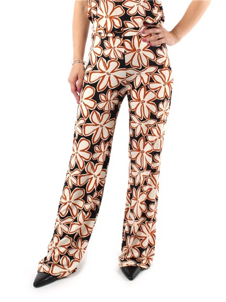 PANTALONI PALAZZO A FANTASIA GEOMETRICA DONNA GRIGIO