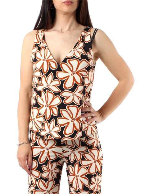 TOP A FANTASIA CON SCOLLO A V DONNA GRIGIO
