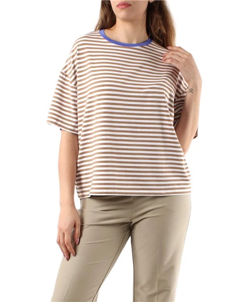 T-shirt Oversize A Righe E Blocchi Di Colore Per Donna – Maniche Corte, Girocollo, Top Estivo Basico - 2