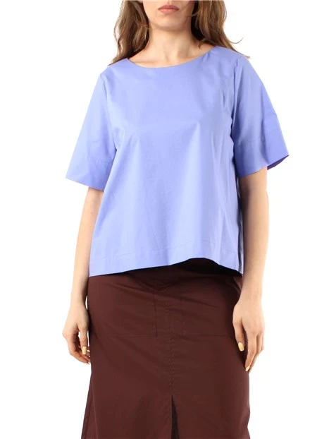 BLUSA A MANICHE CORTE DONNA AZZURRO