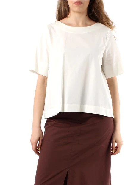 BLUSA A MANICHE CORTE IN COTONE DONNA BIANCO