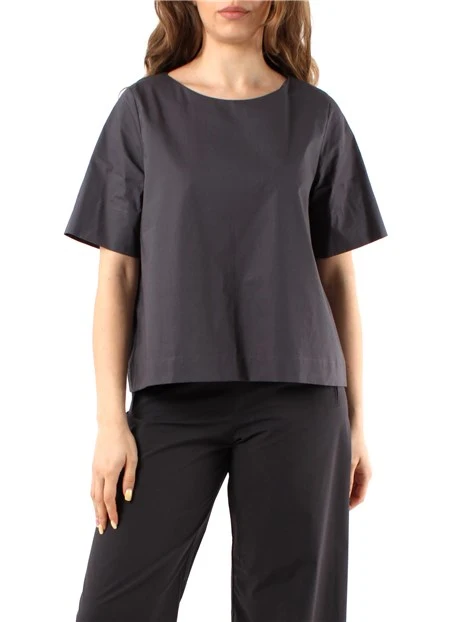 BLUSA A MANICHE CORTE DONNA GRIGIO SCURO