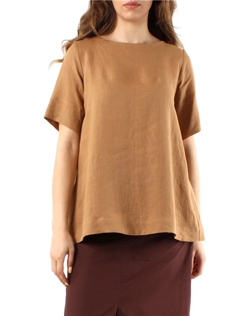 BLUSA IN PURO LINO DONNA BEIGE