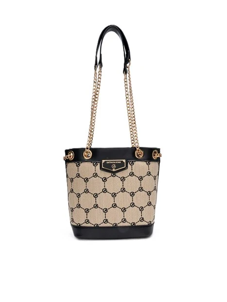BORSA A SPALLA BENA18642WP DONNA BEIGE NERO