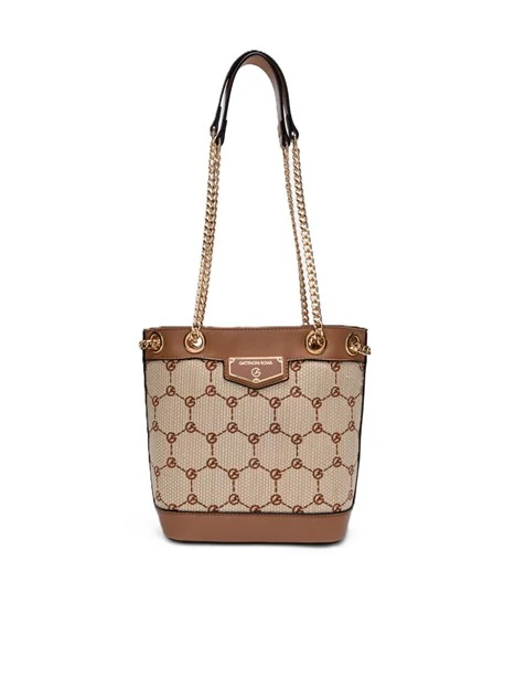 BORSA A SPALLA BENA18642WP DONNA BEIGE MARRONE