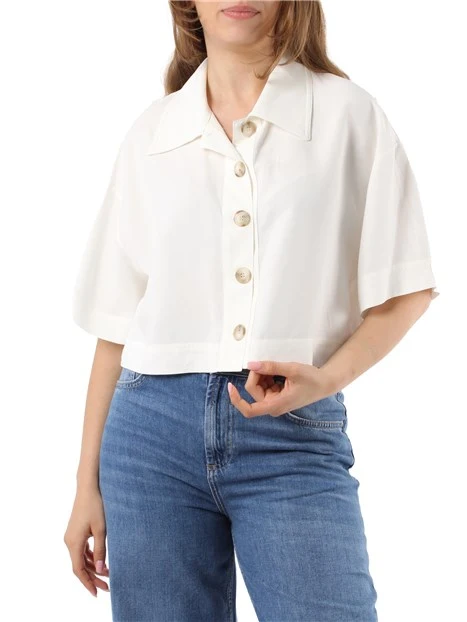 GIACCA CORTA IN LINO DONNA BIANCO