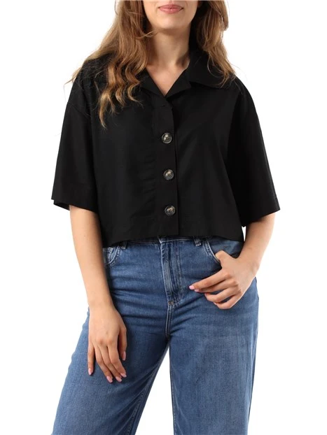 GIACCA CORTA IN LINO DONNA NERO