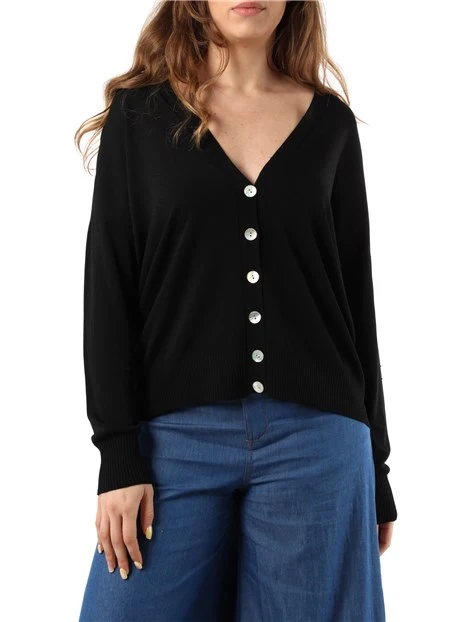 CARDIGAN IN MAGLIA CON BOTTONI DONNA NERO
