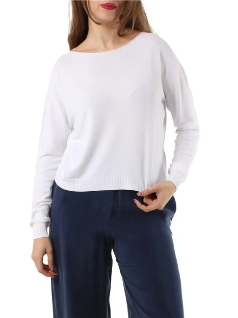 MAGLIA SCOLLO A BARCA DONNA BIANCO