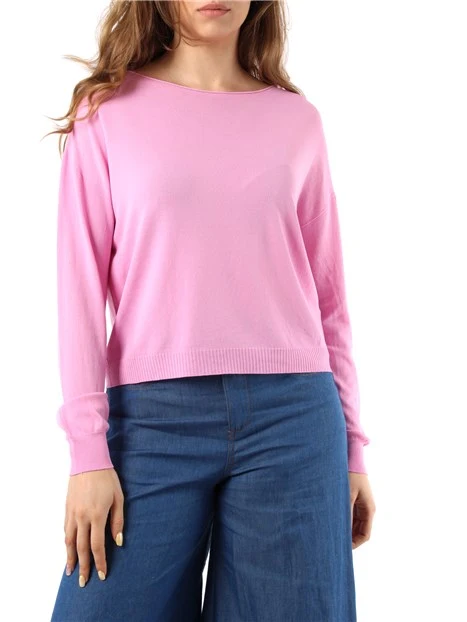 MAGLIA CON SCOLLO A BARCA DONNA ROSA