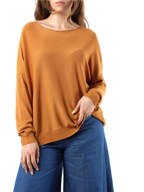 MAGLIA OVER CON SCOLLO A BARCA DONNA BEIGE