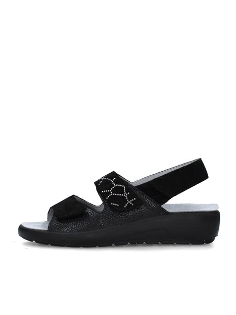 SANDALI CON ZEPPA Q60239 DONNA NERO