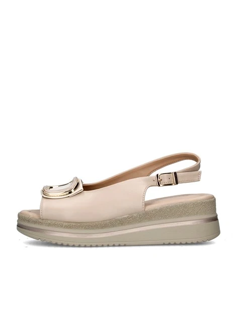 SANDALI CON ZEPPA V32104 DONNA BEIGE