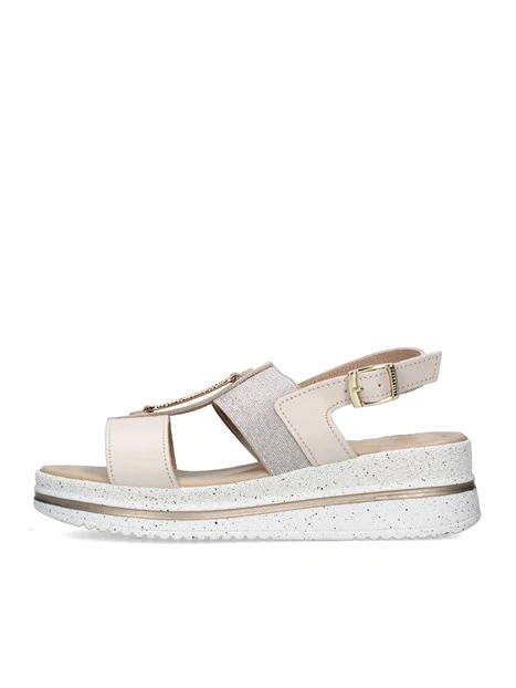 SANDALI CON ZEPPA V32120 DONNA ECRU