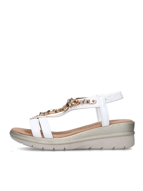 SANDALI CON ZEPPA 55563 DONNA BIANCO