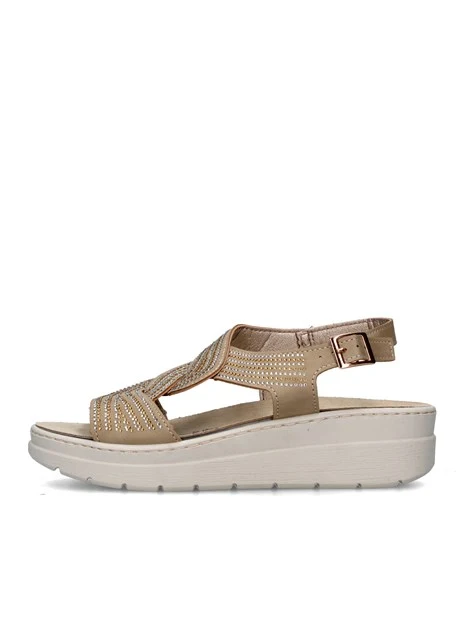 SANDALI CON ZEPPA 55602 DONNA BEIGE
